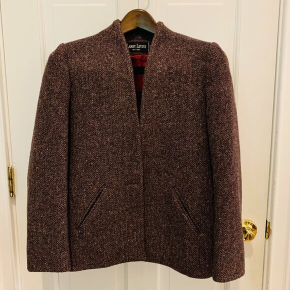 Vintage LARRY LEVINE Tweed BLAZER SIZE Small LINED IN RED - Picture 10 of 16
